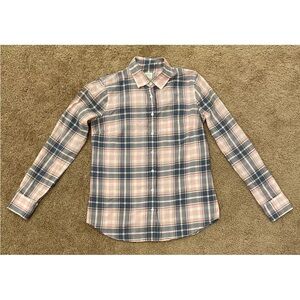 J. Crew Women’s The Perfect Shirt Button Down Pink Blue Plaid Size 0